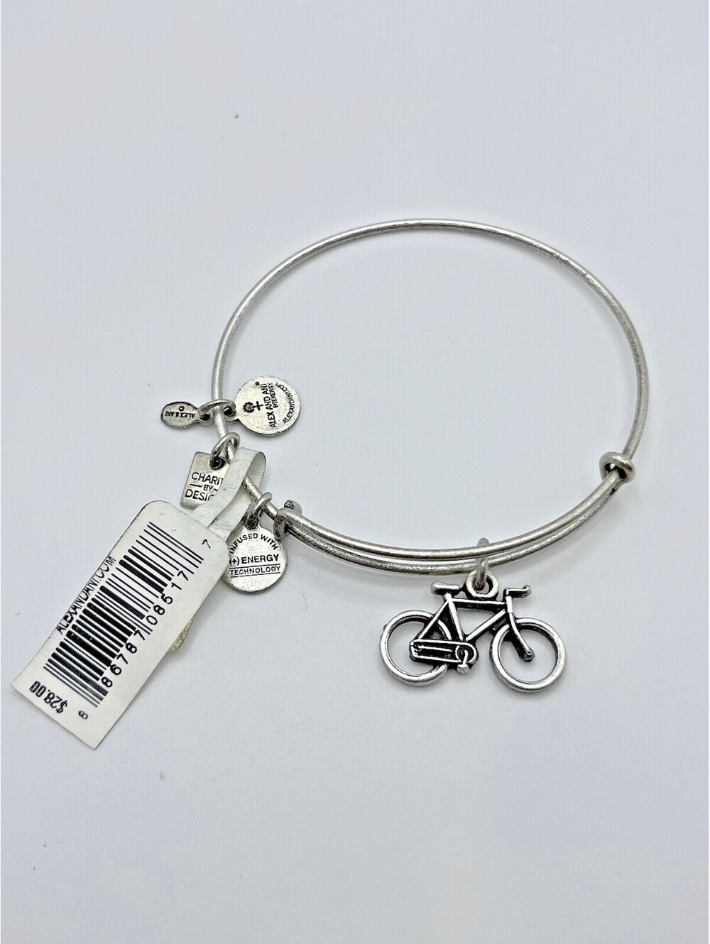 Alex and Ani Expandable Adjustable Wire Bracelet Charm 1 pc  RETIRED Bike NEW